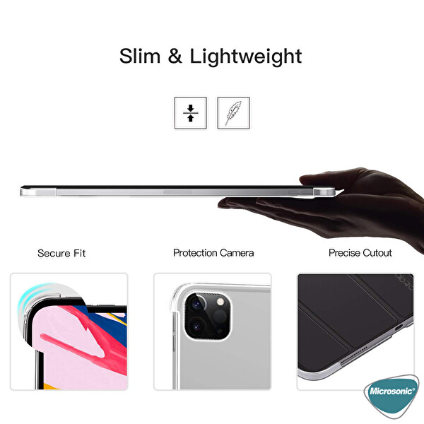 Microsonic Apple Ipad Pro 12.9'' 2021 5. Nesil Kılıf (a2378-a2461-a2379-a2462) Slim Translucent Back Smart Cover Rose Gold