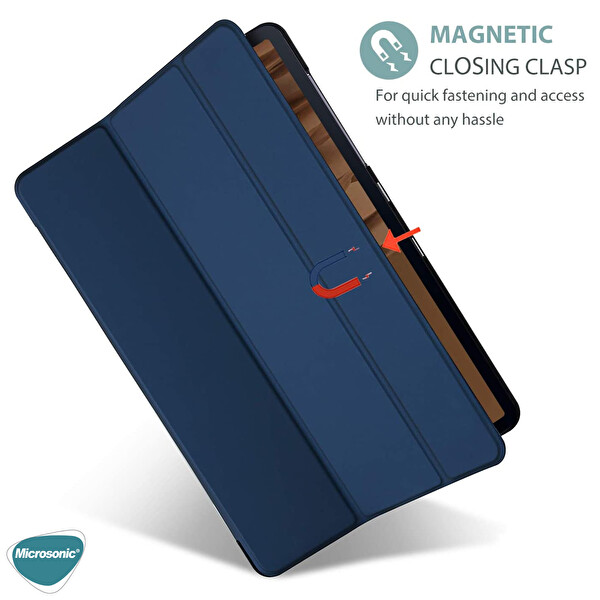 Microsonic Samsung Galaxy Tab S8 Plus X800 Kılıf Slim Translucent Back Smart Cover Mavi