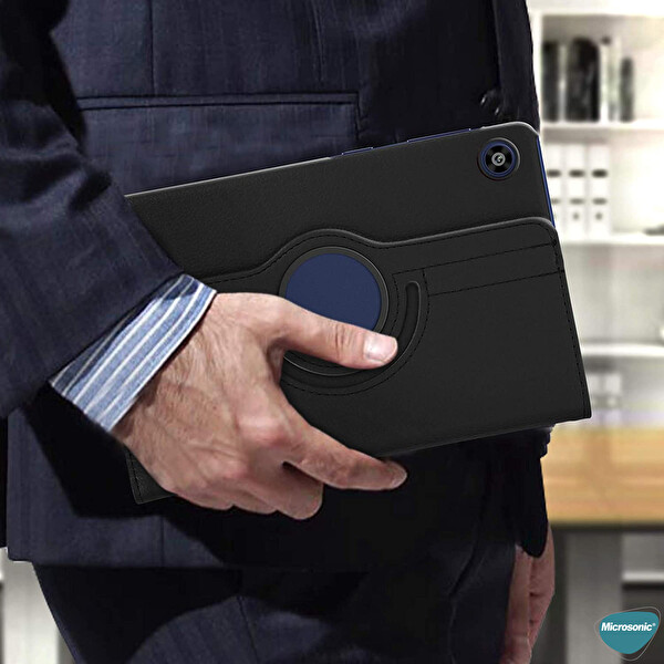 Microsonic Huawei Matepad T10s Kılıf 360 Rotating Stand Deri Mor
