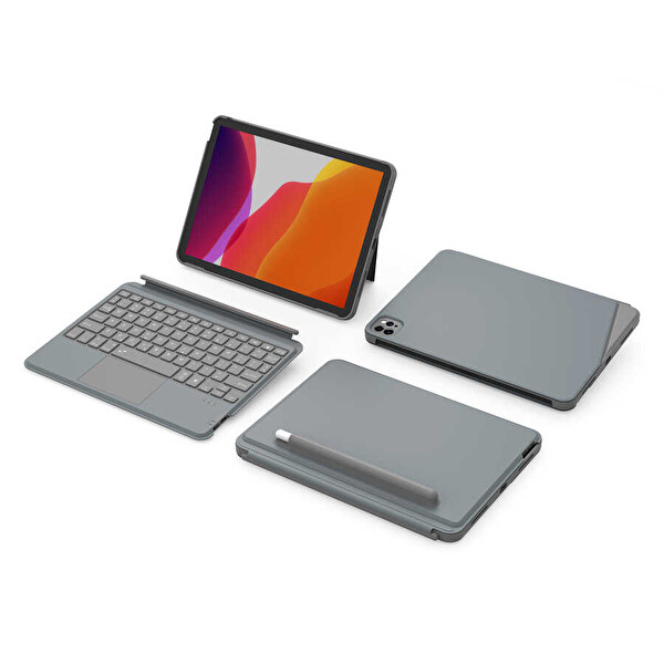Wiwu Apple iPad Air 11 2024 Wiwu Combo Led Işıklı Magnetik Standlı Klavyeli Kılıf