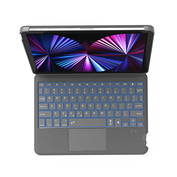 Wiwu Apple iPad Air 11 2024 Wiwu Combo Led Işıklı Magnetik Standlı Klavyeli Kılıf