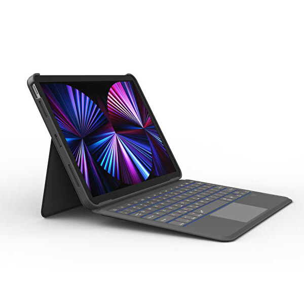 Wiwu Apple iPad Air 11 2024 Wiwu Combo Led Işıklı Magnetik Standlı Klavyeli Kılıf