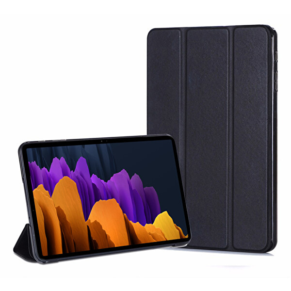 Microsonic Samsung Galaxy Tab S7 Fe Lte T737 Slim Translucent Back Smart Cover Siyah Kılıf