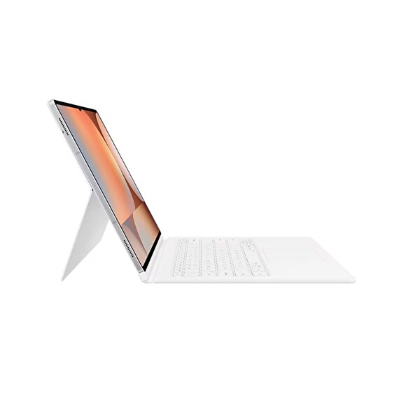 Samsung Galaxy Tab S9 Ultra ile Uyumlu Klavyeli Mousepadli Beyaz Kılıf