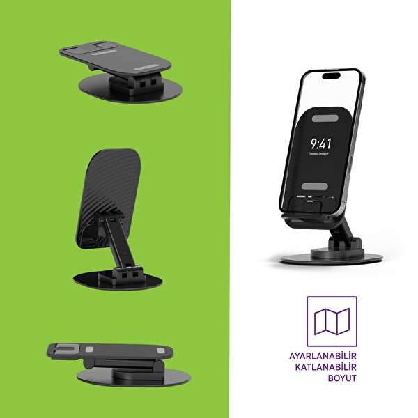 Polosmart PBS140 60° Ayarlanabilir 1000 G Taşıma Kapasiteli Siyah Telefon Tablet Standı