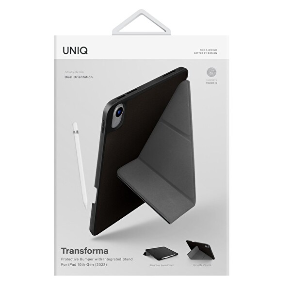Uniq Transforma iPad 2022 10.9 10.Nesil Tablet Kılıfı - Siyah