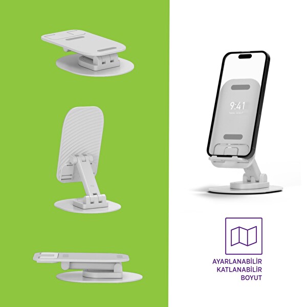 Polosmart PBS140 1000 G Taşıma Kapasiteli Telefon-Tablet Standı 60 Derece Ayarlanabilir Beyaz