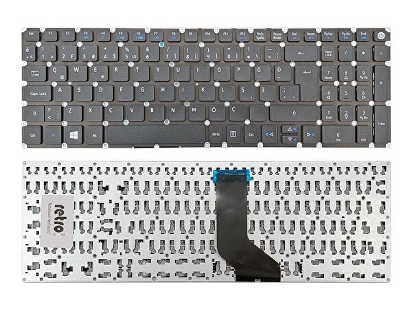 Retro Acer Aspire E5 - 522 İle Uyumlu Notebook Klavye - Siyah - TR