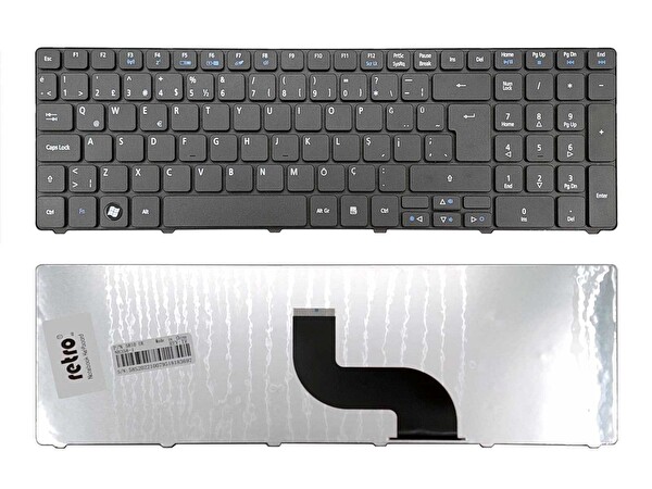 Retro Acer Aspire 5738 İle Uyumlu Notebook Klavye   Siyah   TR