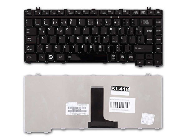 Retro Toshiba Satellite L300 İle Uyumlu Notebook Klavye - Parlak Siyah - TR
