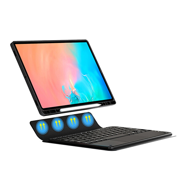 Samsung Galaxy Tab S11 Ultra Uyumlu Border Keyboard Bluetooh Bağlantılı Standlı Klavyeli Tablet Kılıfı