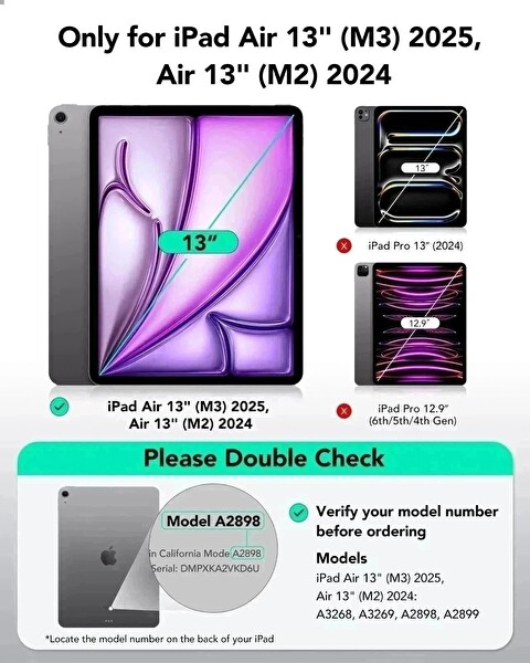ESR Apple iPad Air 13 M3 2025 UltraFit Classic AutoKit 2 Adet Tablet Cam Ekran Koruyucu A3268