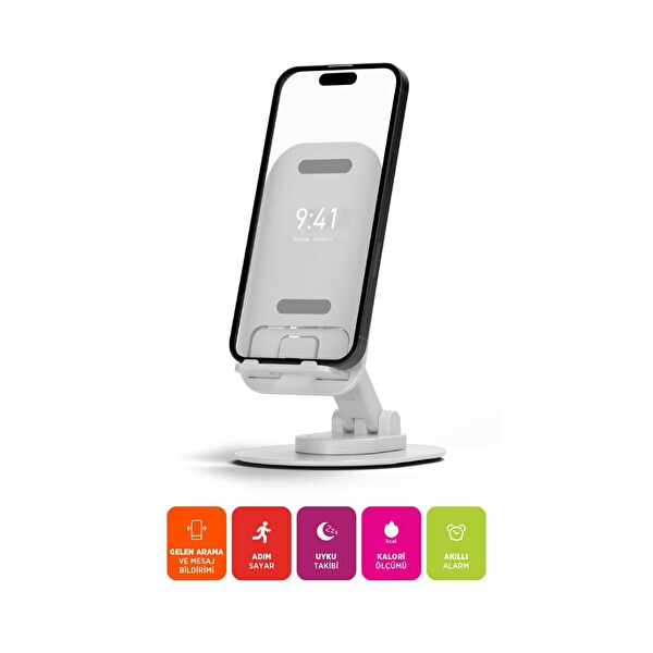 Polosmart PBS154 Telefon Tablet Standı 60 Derece Ayarlanabilir 1000 G Taşıma Kapasiteli Beyaz
