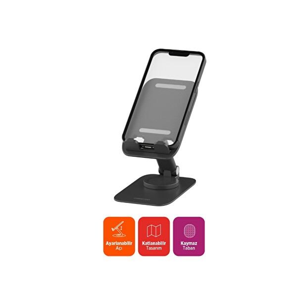 Polosmart PSM144 Telefon Tablet Standı 180° Ayarlanabilir 1500 G Taşıma Kapasiteli Siyah