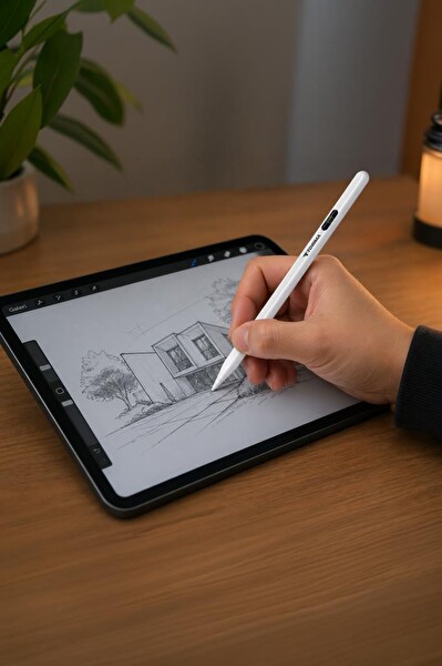 Torima P03 Hassas Dokunmatik Çizim ve Yazım Kalemi 4 Yedek Uçlu Beyaz Tablet Kalemi