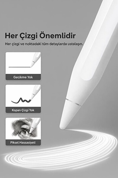 Torima P03 Hassas Dokunmatik Çizim ve Yazım Kalemi 4 Yedek Uçlu Beyaz Tablet Kalemi