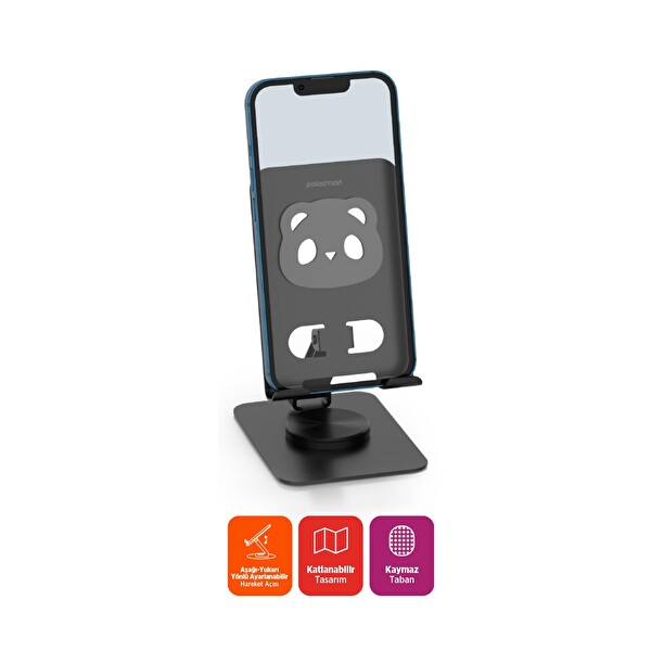 Polosmart PSM145 360 Derece Ayarlanabilir 1000 GR Taşıma Kapasiteli Siyah Telefon Tablet Standı