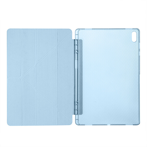 Başkenttekno Samsung Galaxy Tab S11 Ultra Uyumlu Tri Folding Kalem Bölmeli Standlı Kılıf Mavi