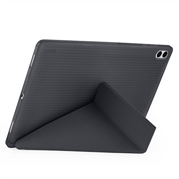 Başkenttekno Samsung Galaxy Tab S11 Ultra Uyumlu Tri Folding Kalem Bölmeli Standlı Kılıf Siyah
