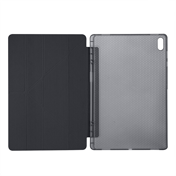 Başkenttekno Samsung Galaxy Tab S11 Ultra Uyumlu Tri Folding Kalem Bölmeli Standlı Kılıf Siyah