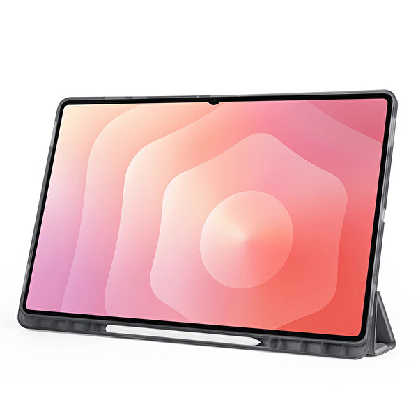 Başkenttekno Samsung Galaxy Tab S11 Ultra Uyumlu Tri Folding Kalem Bölmeli Standlı Kılıf Siyah