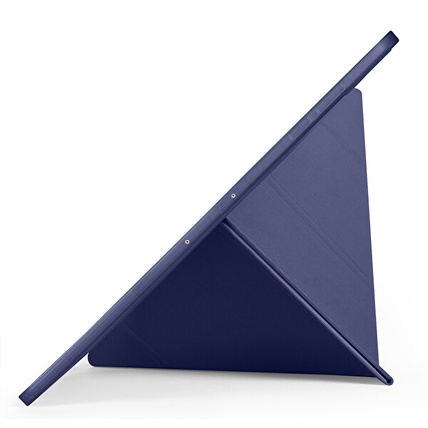Başkenttekno Samsung Galaxy Tab S11 Ultra Uyumlu Kılıf Tri Folding Kalem Bölmeli Standlı Kılıf Lacivert