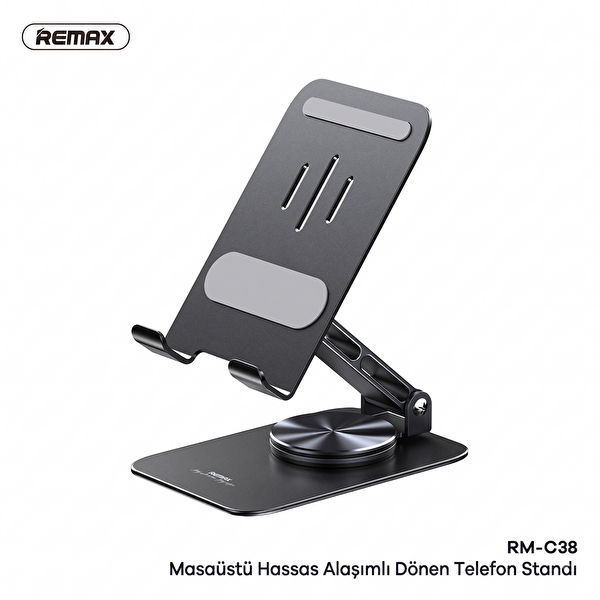 Remax RM-C38 Precision Alloy 360 Derece Döner Metal Masaüstü Telefon Ve Tablet Tutucu Stand
