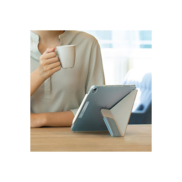 Uniq Apple iPad Air 4 10.9 Camden Katlanabilir Tablet Kapak - Açık Mavi