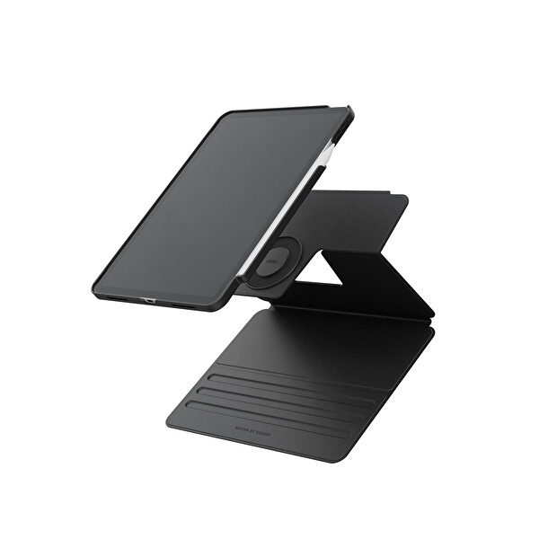 Uniq Apple iPad Pro 13 (2024) Rovus Snapmount 360 Derece Dönebilen Manyetik Tablet Kılıf - Siyah