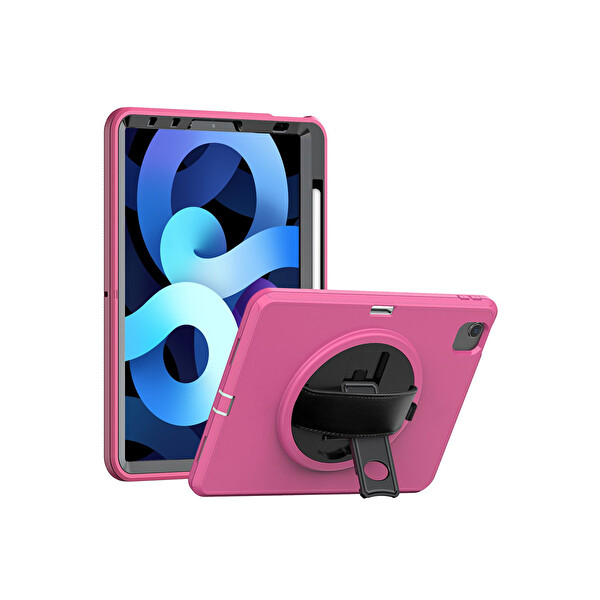 Newface Apple iPad 2025 10.9 10.Nesil (A16) Kılıf Hand Strap Tablet Kılıfı - Pembe
