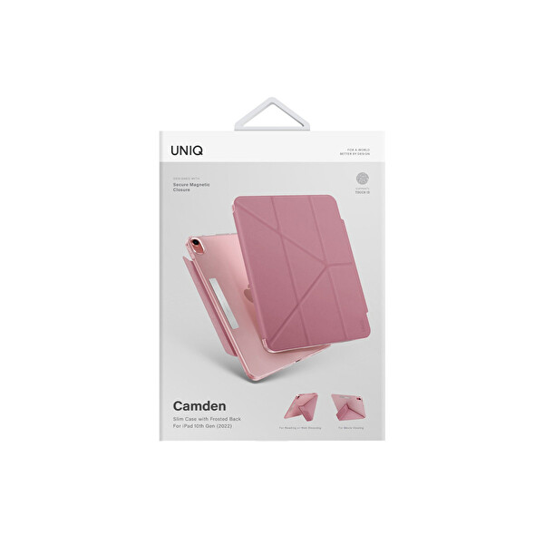 Uniq Apple iPad 2022 10.9 (10.Nesil) Camden Katlanabilir Tablet Kapak - Koyu Pembe