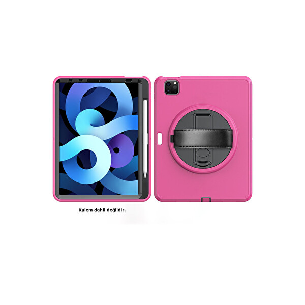 Newface Apple iPad Pro 11 (2018) Kılıf Hand Strap Tablet Kılıfı - Pembe