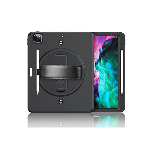 Newface Apple iPad Pro 12.9 (2021) Kılıf Strap-C Otterbox Tablet Kapak - Siyah
