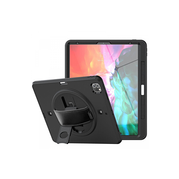 Newface Apple iPad Pro 12.9 (2021) Kılıf Strap-C Otterbox Tablet Kapak - Siyah