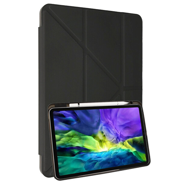 Newface Samsung Galaxy P610 Tab S6 Lite 10.4 Kılıf Kalemlikli Mars Tablet Kılıfı - Koyu Gri
