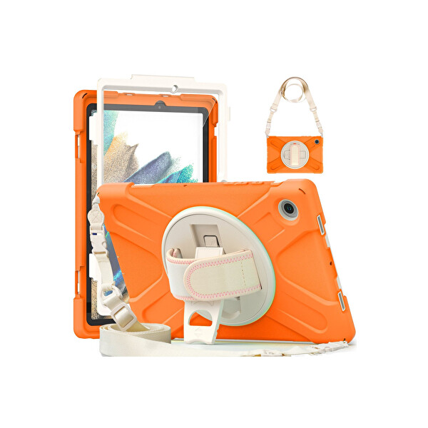 Newface Samsung Galaxy X200 Tab A8 10.5 Kılıf Amazing Tablet Kapak - Turuncu