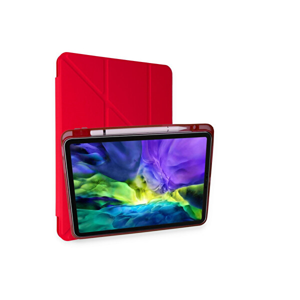 Newface Apple iPad Pro 11 (2018) Kılıf Kalemlikli Mars Tablet Kılıfı - Kırmızı