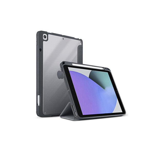 Uniq Apple iPad 10.2 (9.Nesil) Moven Standlı Tablet Kapak - Gri