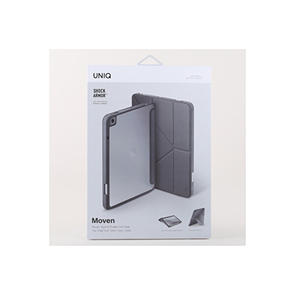 Uniq Apple iPad 10.2 (9.Nesil) Moven Standlı Tablet Kapak - Gri