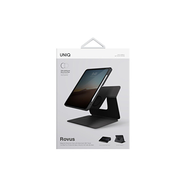 Uniq Apple iPad Pro 11 (2022) Rovus 360 Manyetik Tablet Kapak - Siyah