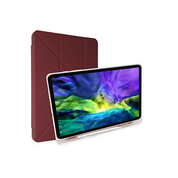 Newface Apple iPad 10.2 (8.Nesil) Kılıf Kalemlikli Mars Tablet Kılıfı - Mürdüm