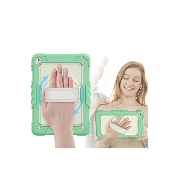Newface Apple iPad 5 Air 9.7 Kılıf Strap New Tablet Kapak - Yeşil
