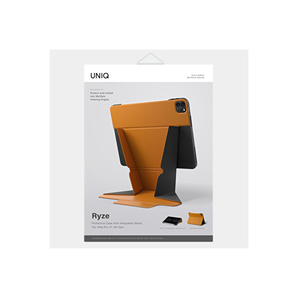 Uniq Apple iPad Pro 11 (2022) Ryze Standlı Katlanabilir Tablet Kapak - Sarı