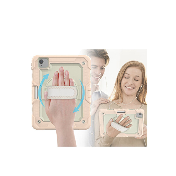 Newface Apple iPad Pro 11 (2020) Kılıf Strap New Tablet Kapak - Pembe