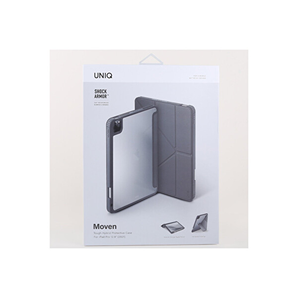 Uniq Apple iPad Pro 12.9 (2022) Moven Standlı Tablet Kapak - Gri
