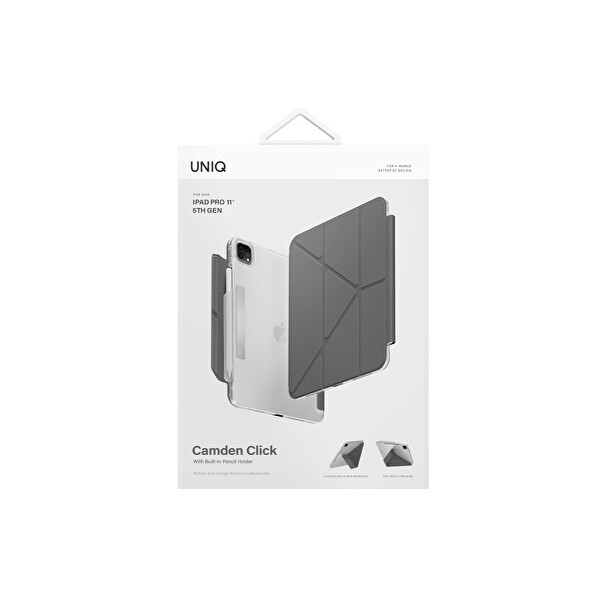 Uniq Apple iPad Pro 11 (2024) Camden Katlanabilir Tablet Kapak - Koyu Gri