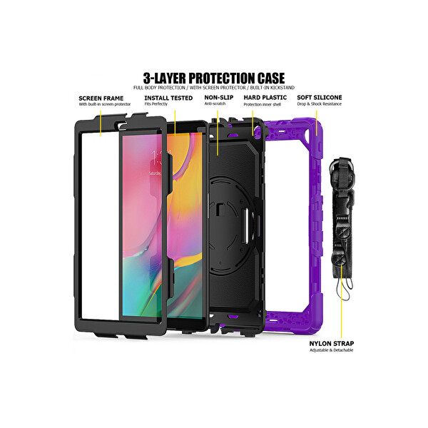 Newface Samsung Galaxy T510 Tab A 10.1 Kılıf Pars Tablet Kapak - Mor