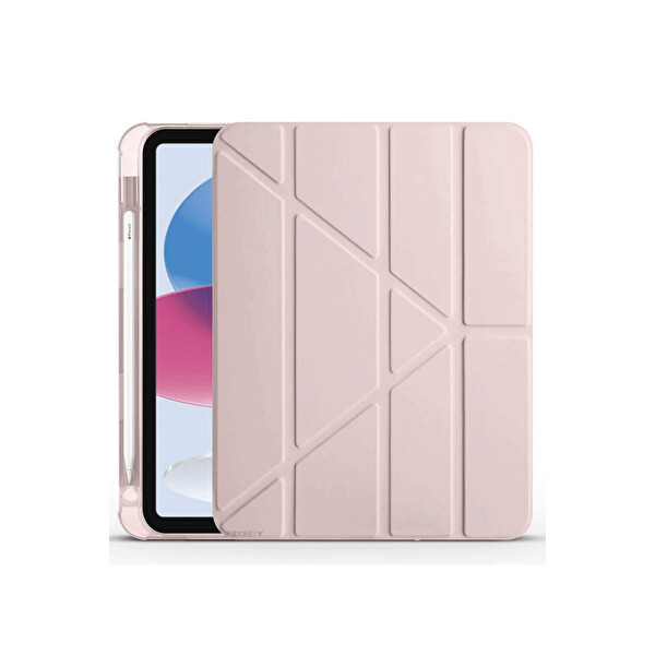 Newface Apple iPad 2025 10.9 10.Nesil (A16) Kılıf Kalemlikli Mars Tablet Kılıfı - Rose Gold