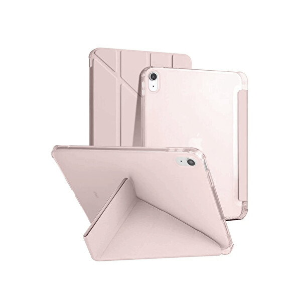 Newface Apple iPad 2025 10.9 10.Nesil (A16) Kılıf Kalemlikli Mars Tablet Kılıfı - Rose Gold
