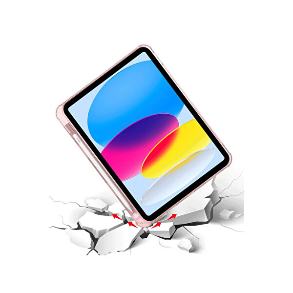 Newface Apple iPad 2025 10.9 10.Nesil (A16) Kılıf Kalemlikli Mars Tablet Kılıfı - Rose Gold